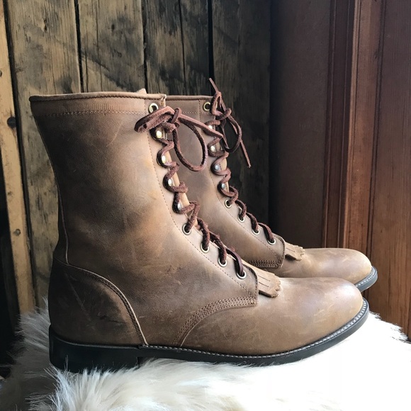 justin women's lace up boots